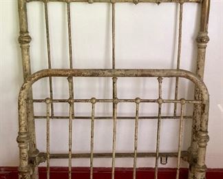 Antique brass headboard & footboard with casters