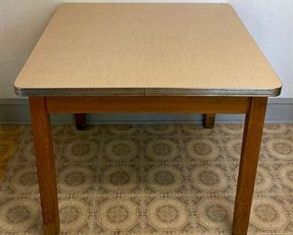 Vintage square aluminum-edged formica top table