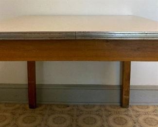 Vintage square aluminum-edged formica top table