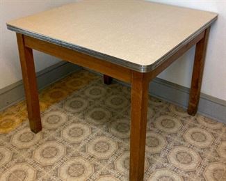 Vintage square aluminum-edged formica top table