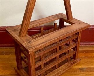 Vintage wooden magazine rack