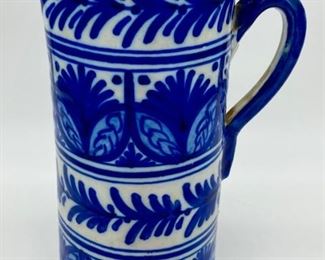 Bllue and white signed 'Toledo' pottery pitcher