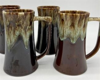 Vintage amber drip tankards (set of 4)