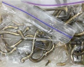 Vintage brass coat hooks - assorted sizes and shapes