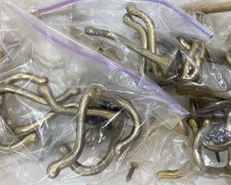 Vintage brass coat hooks - assorted sizes and shapes