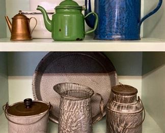 Vintage enamelware and graniteware