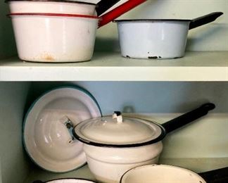 Vintage white enamelware
