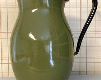 Vintage green enamelware pitcher