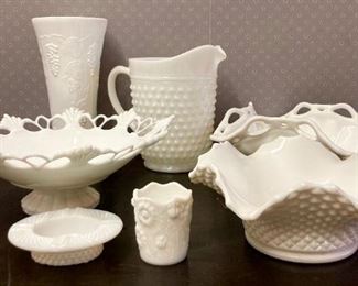 Vintage milk glass including Westmoreland