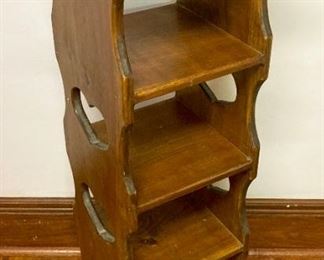 Wooden display shelves with heart accents