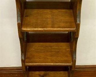 Wooden display shelves with heart accents