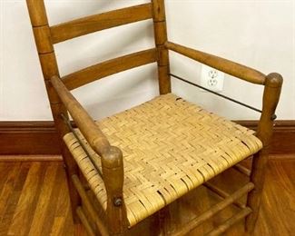 Antique adjustable porch cane wooden chair