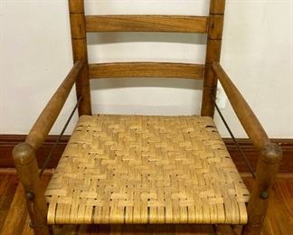 Antique adjustable porch cane wooden chair