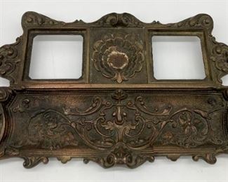 Vintage double inkwell tray