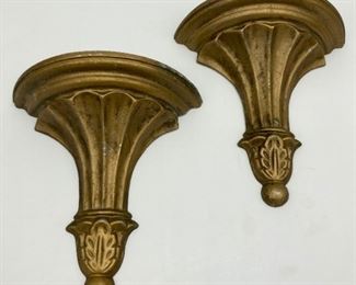 Vintage metal gold painted wall sconces