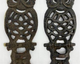 Vintage cast iron outdoor owl wall hangers