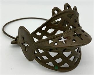 Vintage brass hanging hearth basket