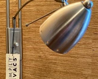 George Kovacs torchiere and reading silver and frosted glass floor lamp