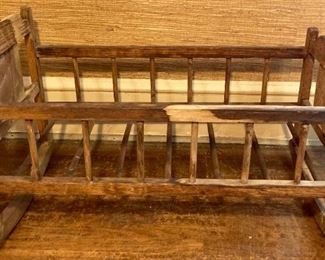 Antique wooden hand-detailed doll cradle