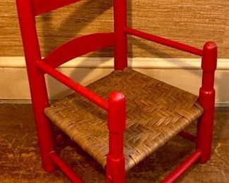 Antique wooden porch cane child's chair