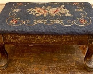 Antique needlepoint footstool 