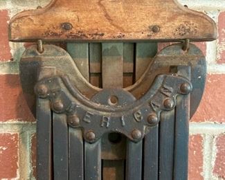 Antique American wooden wall mounted drying rack