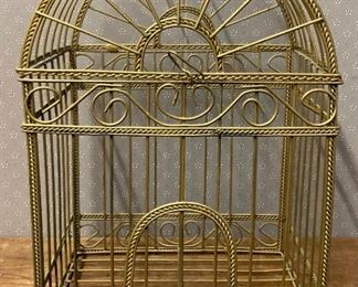 Brass colored wire birdcage