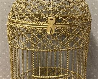 Gold colored wire birdcage