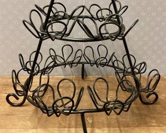 Black metal flowered 2-tiered one dozen cupcake holder