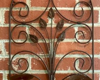 Outdoor metal wall hanging 3 candle holder