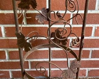 Metal vine and leaf outdoor table with glass top