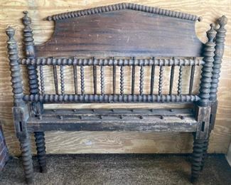 Antique wooden headboard and footboard 