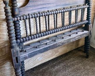 Antique wooden headboard and footboard 