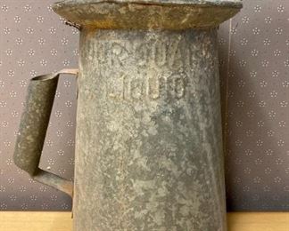 Vintage goose neck watering can "Pour Quality Liquid"