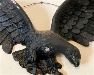 Vintage painted metal flying eagle art