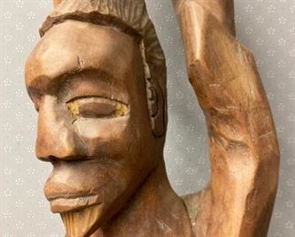 American Canned African sculpture by Julis Duman, Mount Guildard, Durham, NC "His father at harvest time; 4 feet tall