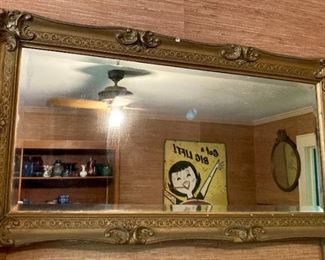 Vintage Hollywood Regency beveled rectangular mirror