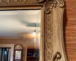 Vintage Hollywood Regency beveled rectangular mirror