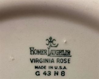 Homer Laughlin "Virginia Rose" china