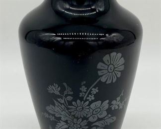 Vintage black amethyst by Smith Glass floral vase