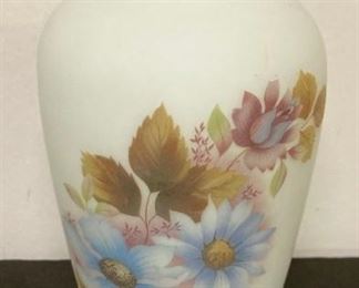 Floral frosted  glass vase