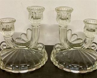 Vintage glass candleholder set