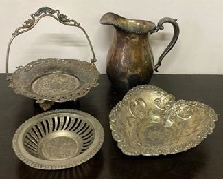 Assorted silver plate serving pieces