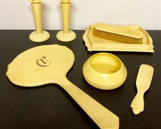Vintage French Ivory Celluloid dresser set