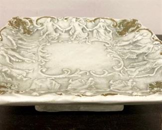 Vintage square figural pedestal dish