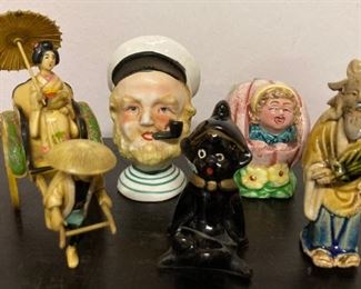 Various vintage pottery, porcelain, ceramic and plastic figurines