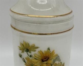 Vintage floral glass apothecary jar