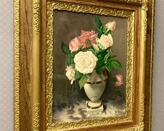Antique Julie Bach framed floral