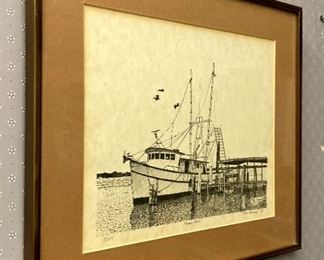 Framed Tom Howard fishing boat print