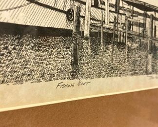 Framed Tom Howard fishing boat print